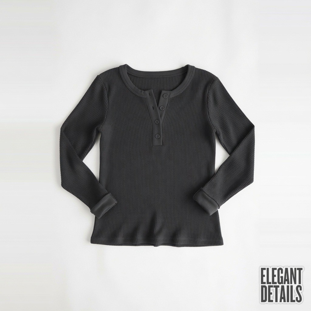 Waffle Knit Henley Top 3