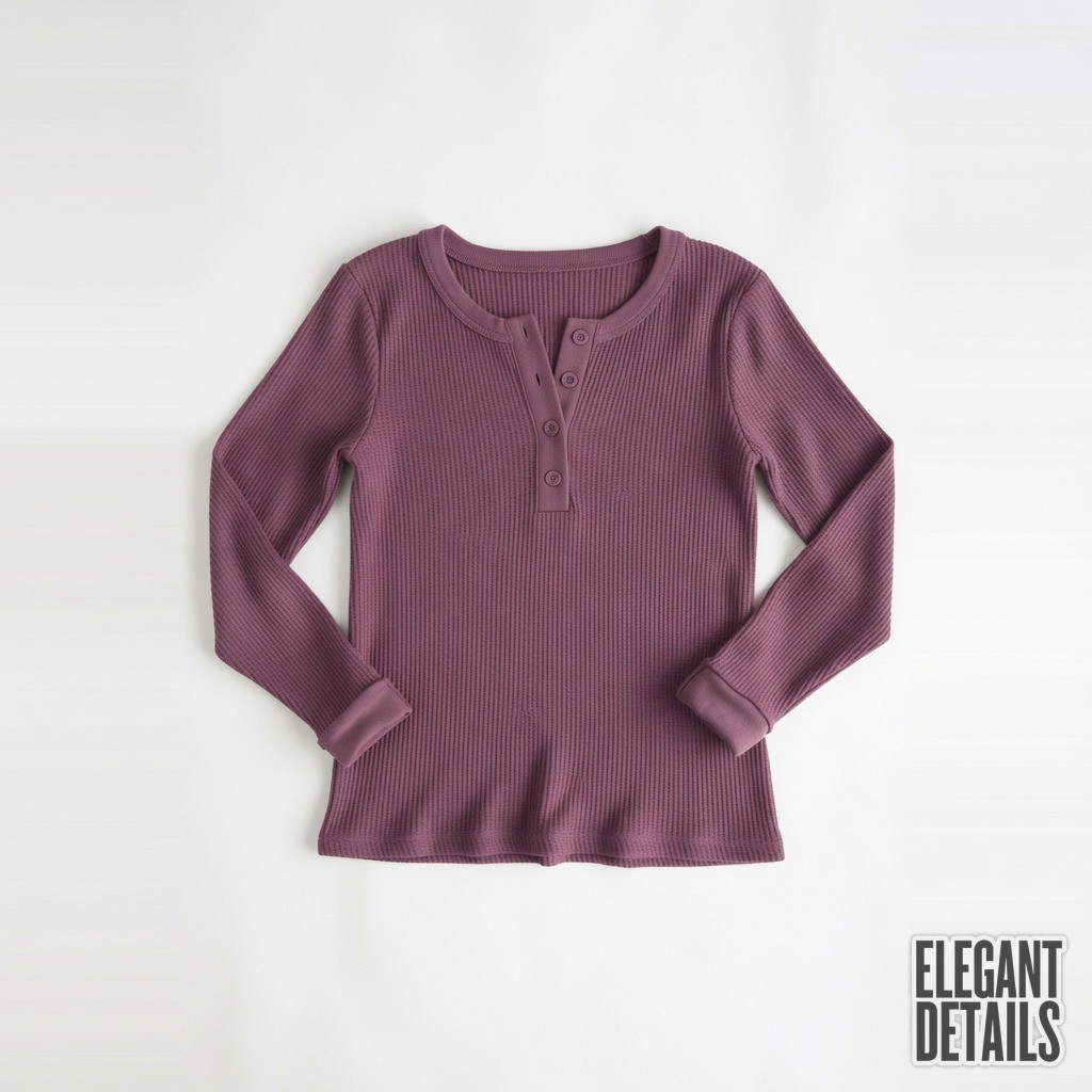 Waffle Knit Henley Top 2
