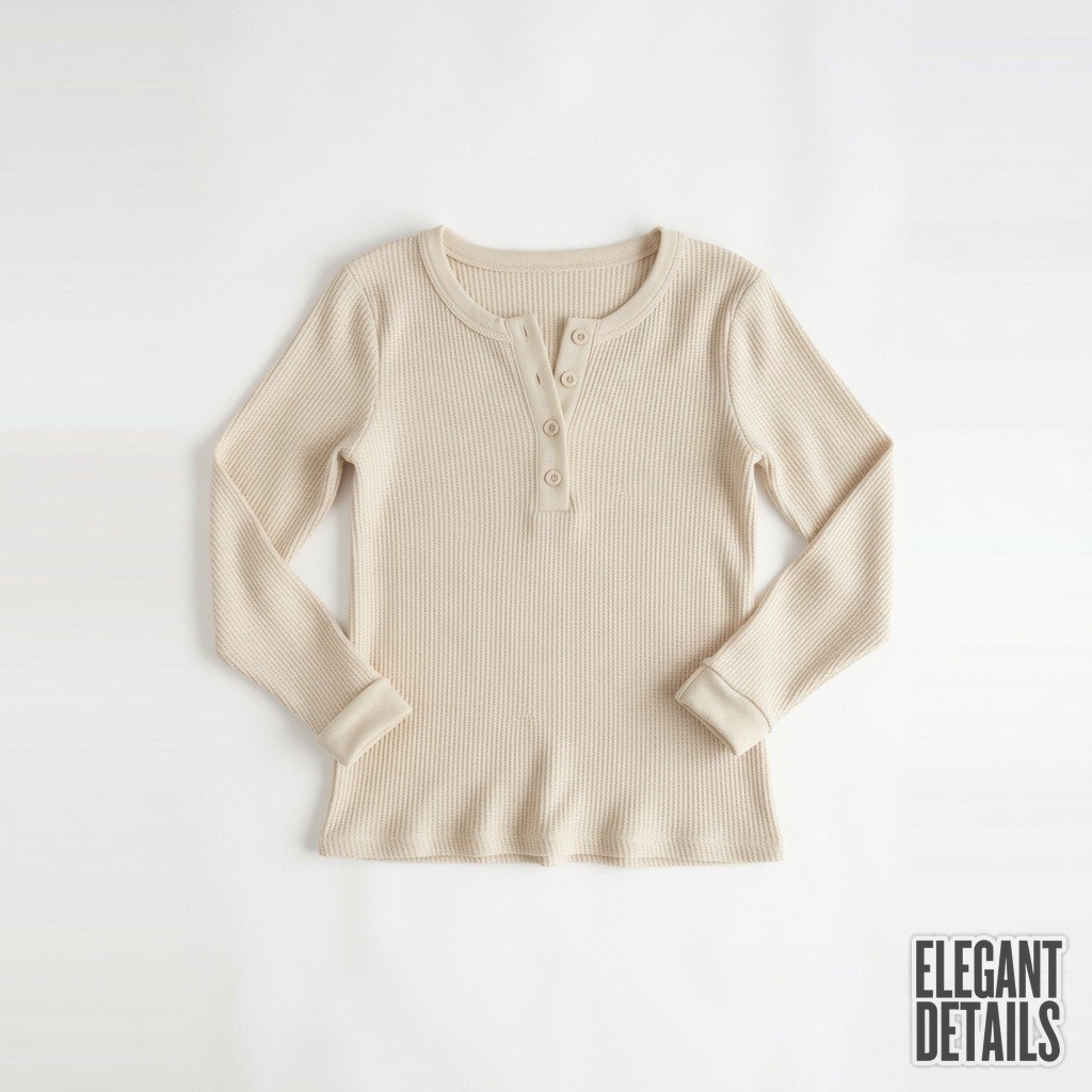 Waffle Knit Henley Top